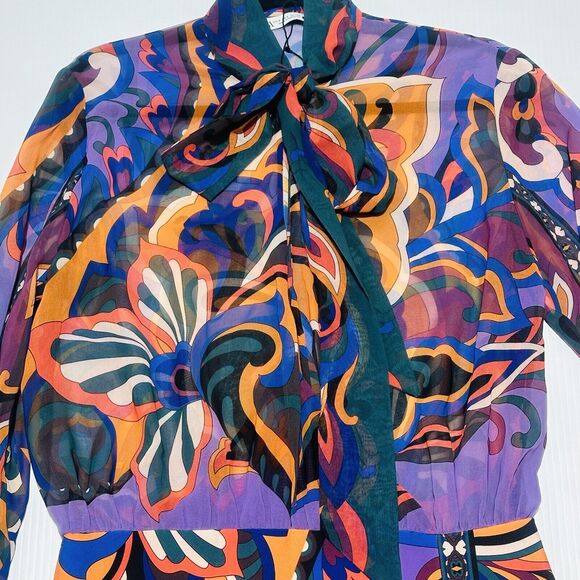 Zara Pucci Mini Dress Neck Tie Multi Color Printed Size S NWOT - Picture 7 of 16